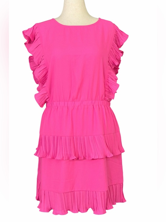 Jess Lea Dresses & Skirts - Flutter Sleeve Tiered Ruffle Dress in Hot Pink